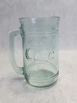 Taza de piedra de vidrio verde Coca-Cola Coke vintage con mango 16 oz Foto 1 de 4