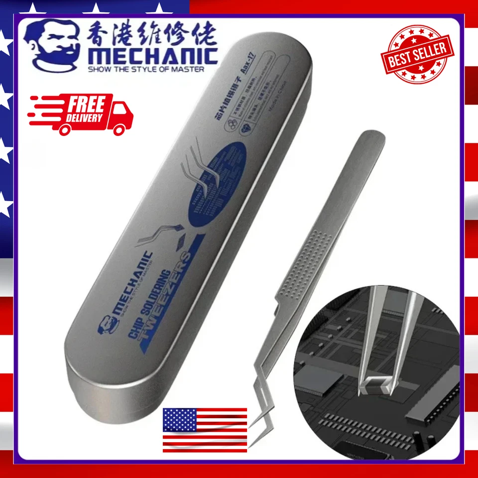 Pinzas de Acero Inoxidable AAX-17, Alta Dureza IC Chip Micro Reparación Alicate Herramienta Foto 1 de 4