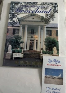 Elvis Presley’s Graceland “The Official Guidebook” & Lisa Marie Boarding Pass - Picture 1 of 18