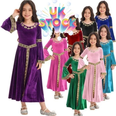 Girls Vintage Renaissance Dress Medieval Costume Gothic Gown Party Costume