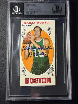 BAILEY HOWELL SIGNED 1969/70 TOPPS #5 HOF 97 INSCR. BAS/BGS AUTHENTIC 10 AUTO - Image 1 of 2