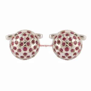 Heated Ruby Gemstone With 925 Sterling Silver Cufflinks #45 - Picture 1 of 11