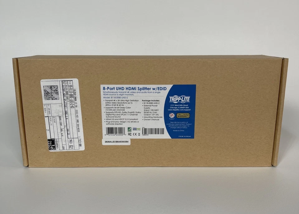 Tripp Lite 8-Port UHD HDMI Splitter - 4K @ 60 Hz, HDCP 2.2, EDID Management - Image 1 of 4