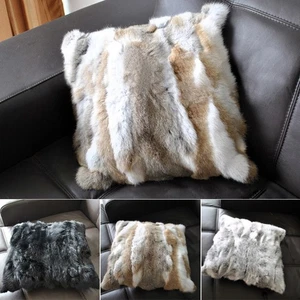 100% Real Rabbit Fur Pillowcase Cover Decorative Pillow Case Home Decor D5 - Picture 1 of 7