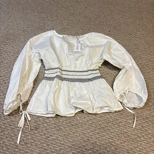 Ellison Women Top Size S White Peasant Cottagecore Feminine Boho Romantic - Picture 1 of 5