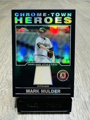 2004 Topps Chrome Town Heroes MARK MULDER GAME WORN UNIFORM #CHR-MM Oakland - Image 1 of 2