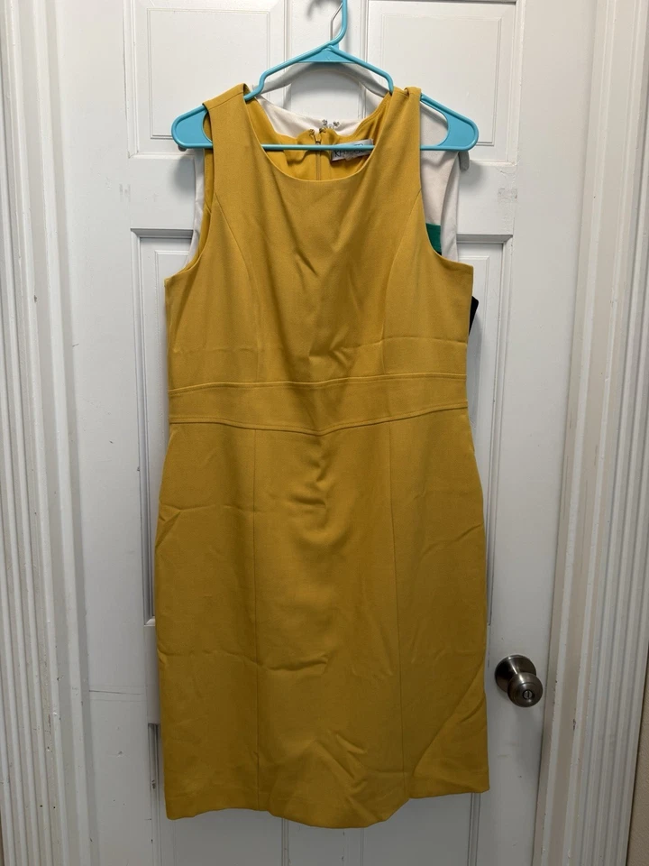 Vestido vaina Kasper para mujer amarillo de encaje hasta la rodilla talla 14 Foto 1 de 1
