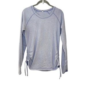 Lucy Tech Drawstring Light Blue Long Sleeve Active Wear Ruched Top Size Size M - Picture 1 of 6