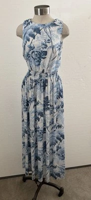 Платье макси Brooks Brothers с цветочным рисунком эластичное джерси без рукавов со сборками на талии XS - Изображение 1 из 4