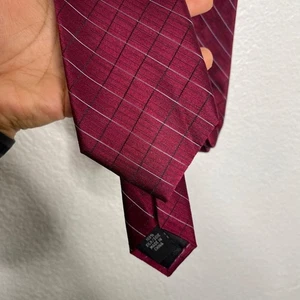 Calvin Klein Mens One Size Silk Burgundy Red Diagonal Striped Pattern Neck Tie - Picture 1 of 5