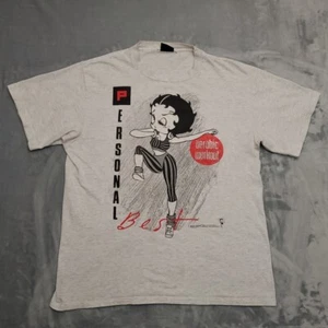 Vintage Betty Boop Shirt XL Gray Aerobic Workout 80s 90s TEE Made in USA Retro - Picture 1 of 13