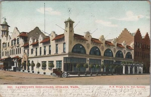 c1907 Davenports Restaurant Spokane Washington Auto UDB Wright Postkarte F320 - Bild 1 von 2