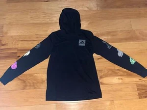 ADIDAS BOYS BLACK HOODED LOGO TEE SHIRT SIZE 14-16 EXCELLENT COND LD9 WORN ONCE - Picture 1 of 6