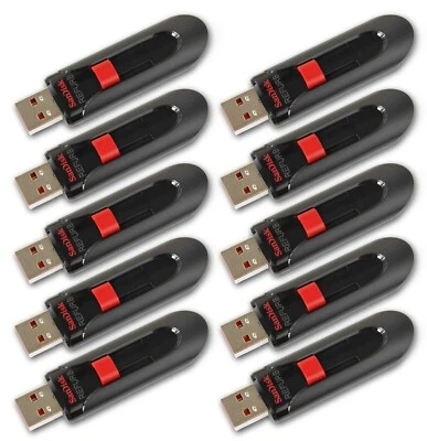 Lot 10x SanDisk Cruzer Glide USB flash thumb drive 64GB SDCZ60-064G 10 x 64 GB - Image 1 of 4