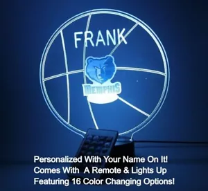 Memphis Grizzlies NBA Basketball Sports Fan Light Up Lamp LED Personalized Free - Picture 1 of 12