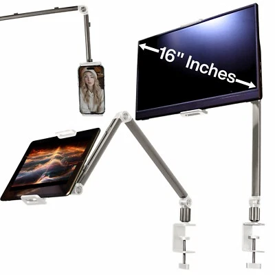FORTIHOLD Aluminum Phone, Tablet, & Portable Monitor Stand mount. Adjustable - Image 1 of 4