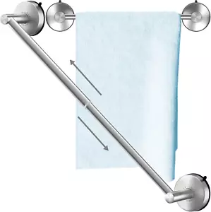 DGYB Adjustable Suction Cup Towel Bar for Bathroom 14 Inch ~ 27 Inch Brushed Nic - Picture 1 of 12