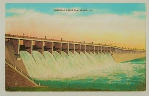 Cartolina American Falls Dam Idaho vintage American Falls non pubblicata - Foto 1 di 2