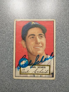 1952 TOPPS #116 CARL SCHEIB SIGNED AUTOGRAPHED CARD - FREE SHIPPING - Picture 1 of 2