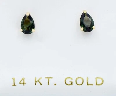 PENDIENTES TSAVORITA ORIGINALES 1,20 quilates ORO 14k - Certificado Gratis - TORNILLO TRASERO Foto 1 de 4