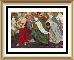 Original Old Lithograph Print Pre-Raphaelite Art Myth BYAM SHAW - LOVE'S BAUBLES - Picture 1 of 1