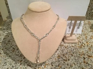 NEU Nadri CZ Kristall Swarovski Birne Anhänger Halskette & Ohrringe Hochzeit Set Neu mit Etikett - Bild 1 von 3
