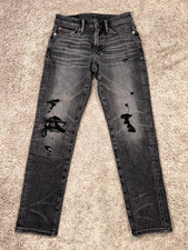 American Eagle Jeans Mens 24x26 Black Denim Slim Airflex 360 Stretch Ripped