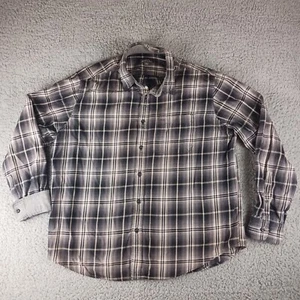 Camisa Eddie Bauer Para Hombre XXL Negra Blanca Franela a Cuadros Abotonada Manga Larga - Imagen 1 de 6