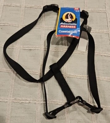 Arnés Ajustable Coastal Pet Products NUEVO Tamaño Mediano 20" a 28" Nylon Negro 3/4 Foto 1 de 4