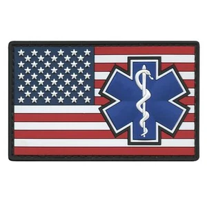 america USA flag EMS EMT star of life american patriotic touch fastener patch - Picture 1 of 2