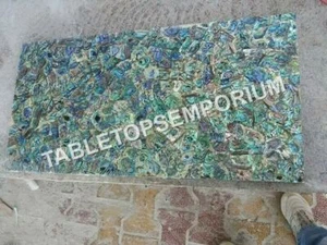 5'x5' Custom Round Random Marble Dining Hallway Table Top Pauashell Inlay Decor - Picture 1 of 4