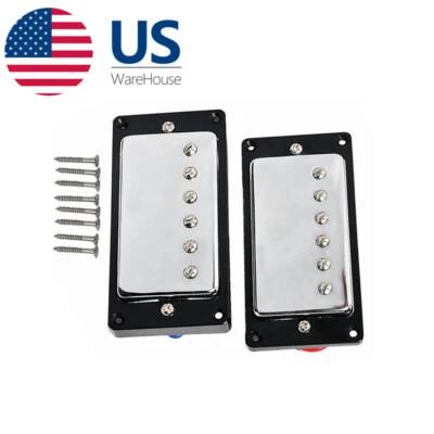 Double Coil Humbucker Pickups Neck Bridge Pickup Sets for Gibson LP SG Chrome - Image 1 of 4