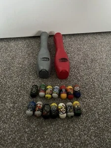 2 x Mighty Beanz Flip Track 2010 Red & Silver + Beans Figures Bundle Rare - Picture 1 of 5