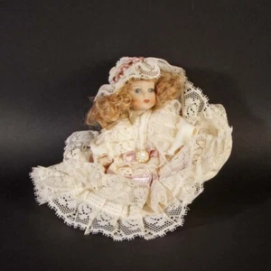 UNIKAT handbemalte Porzellan Puppe Mädchen Spitze ca.1980/90 Sammlerstück rosa - Bild 1 von 4