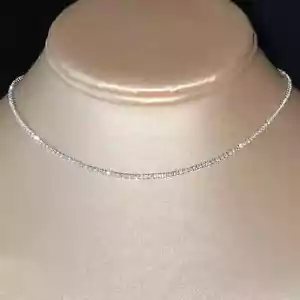 8Ct Round Cut Real Moissanite Women's Tennis Charm Necklace 925 Sterling Silver - Picture 1 of 2