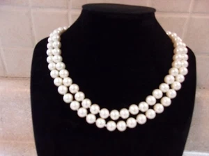 Vintage Carolee Double Strand Faux Pearl Necklace 16" - Picture 1 of 3