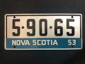 1953-54 General Mills Wheaties Tin Mini Bicycle License Plate - Nova Scotia - Picture 1 of 2