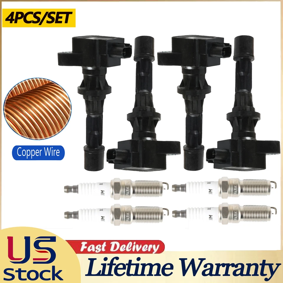 4 Ignition Coils & Spark Plug For 2006-2009 Ford Fusion Mercury Milan 2.3L UF516 Foto 1 de 4