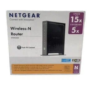Netgear N300 300 Mbps 4-Port 10/100 Wireless N Router (WNR2000) NEW SEALED - Picture 1 of 3