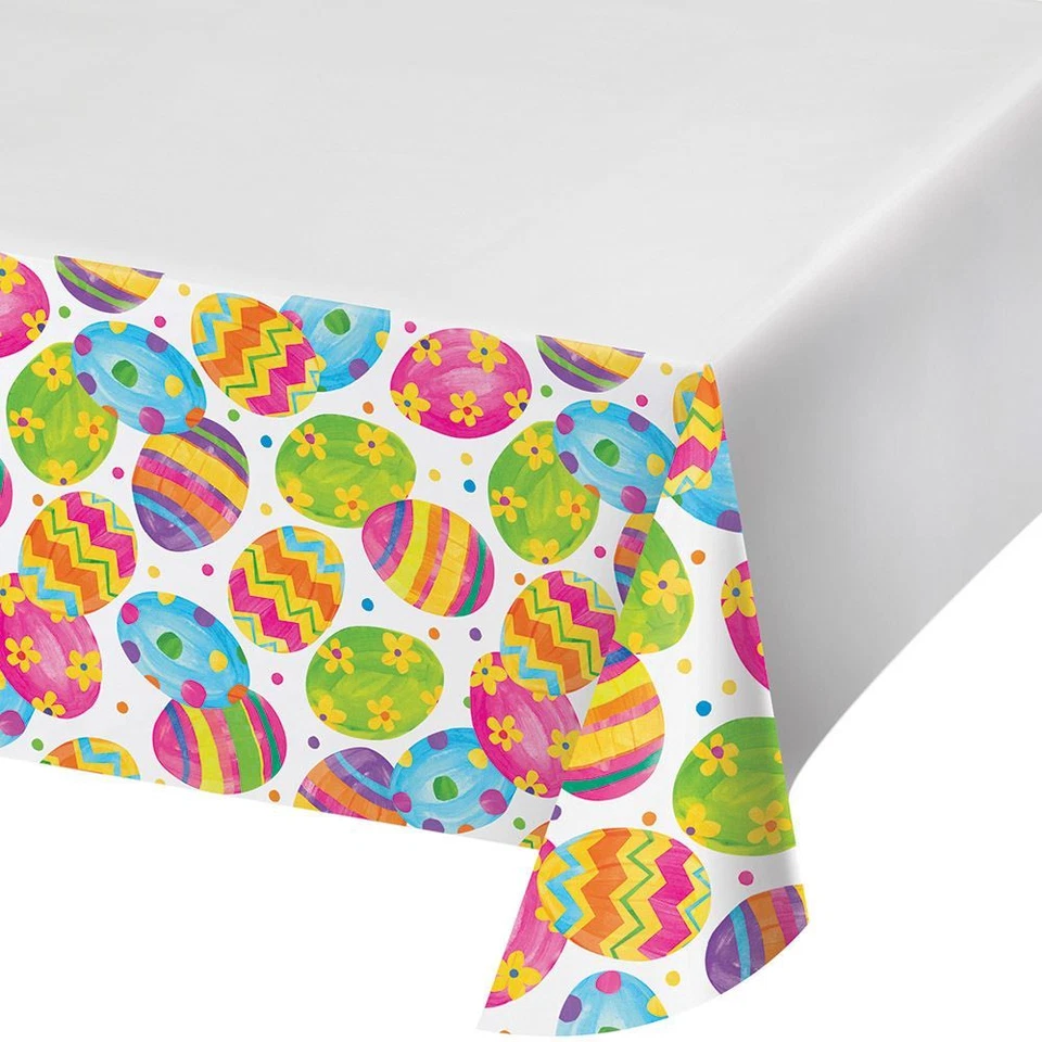 Easter Egg Toss Tablecover Tablecloth Plastic 54 x 102 Border Print - Image 1 of 1