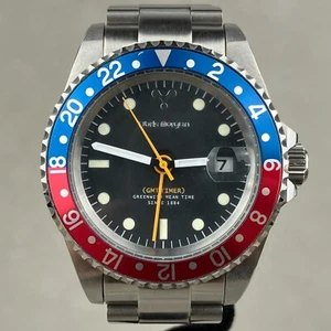 Obris Morgan GMT Timer Pepsi Bezel Automatic Stainless Steel Date Watch - Picture 1 of 17