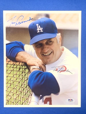 TOMMY LASORDA HOF SIGNED 8x10 COLOR PHOTO 2x WS CHAMP LOS ANGELES DODGERS PSA - Image 1 of 2