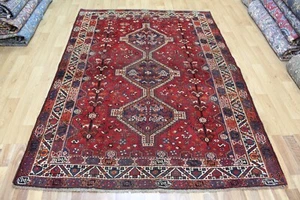 Alfombra de lana tradicional roja antigua medallón hecha a mano 230 x 160 cm - Imagen 1 de 19