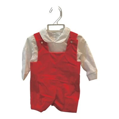 Jersey corto vintage infantil bebé niño rojo con camisa blanca manga larga 0-6 meses Foto 1 de 3