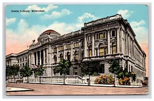Postkarte: WI 1920 Öffentliche Bibliothek, Milwaukee, Wisconsin - Veröffentlicht - Bild 1 von 2