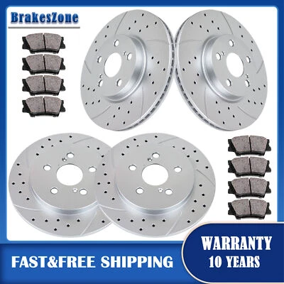 Front Rear Brake Rotors Pads fit for Toyota Matrix 1.8L 2009-2014 Drilled Brakes - Image 1 of 4