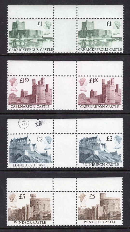 GB 1988 QEII Castles Complete Set of (4) Gutter Pairs. Unfolded, Unmounted MNH - Image 1 of 2