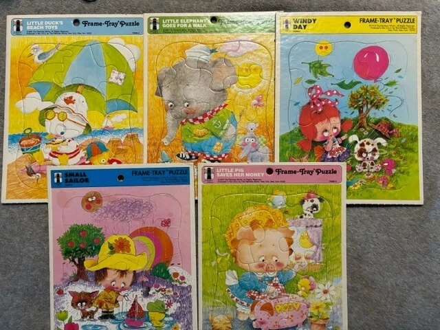 5 Vintage 1974&1979 Rainbow Works  Frame Tray Puzzles - see photo & description - Image 1 of 1