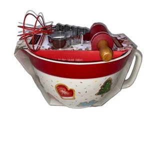 THE BAKESHOP Sugar Cookie Mixing POURING BOWL Rolling Pin Whisk Cutters NEW - Picture 1 of 4