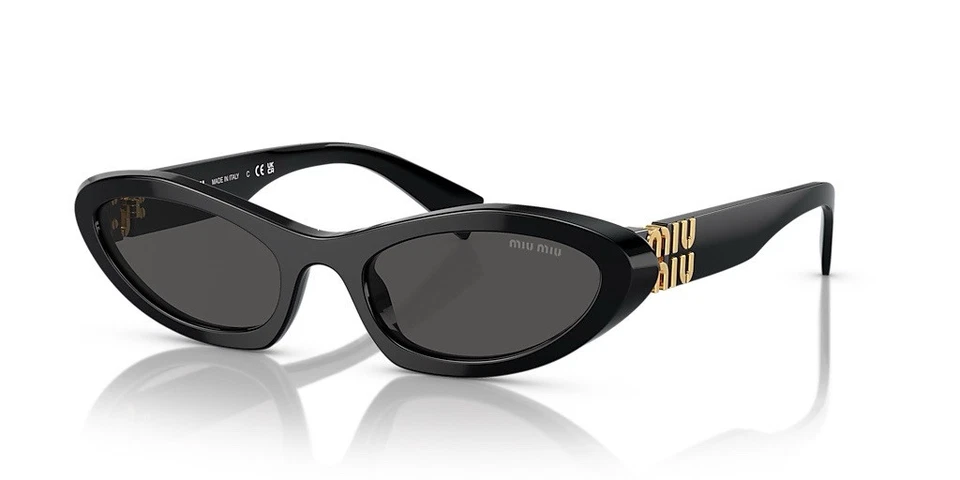 Miu Miu MU 09YS 1AB5S0 Black Gold Dark Grey Cateye Women Sunglasses AUTHENTIC